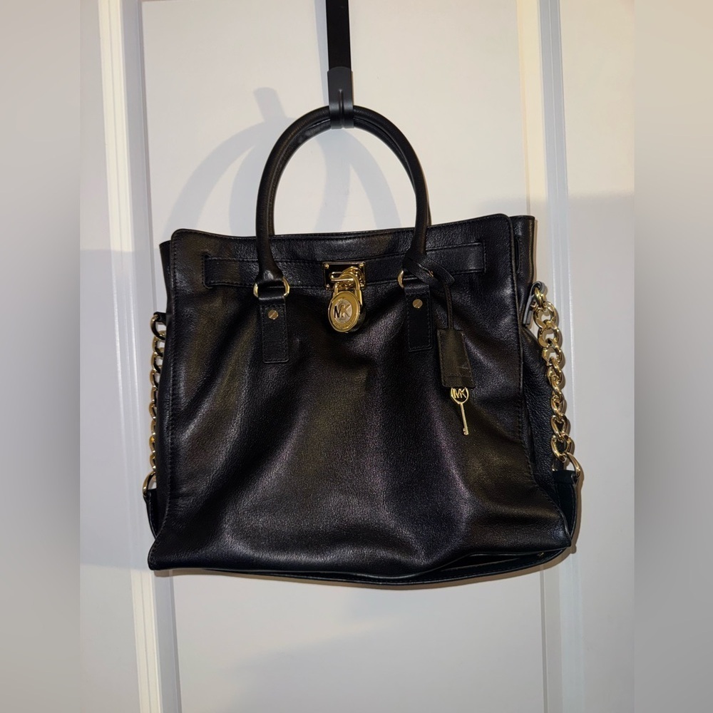 Michael Kors Hamilton Large NS Tote Black Leather - Picture 2 of 12